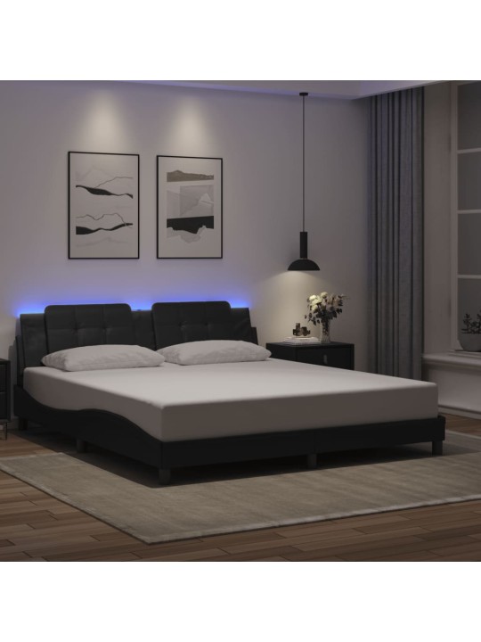 VOODIRAAM LED-TULEDEGA, MUST, 180 X 200 CM, KUNSTNAHK