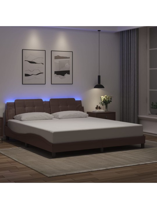 VOODIRAAM LED-TULEDEGA, PRUUN, 180 X 200 CM, KUNSTNAHK