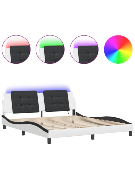 VOODIRAAM LED-TULEDEGA, VALGE JA MUST, 180 X 200 CM, KUNSTNAHK