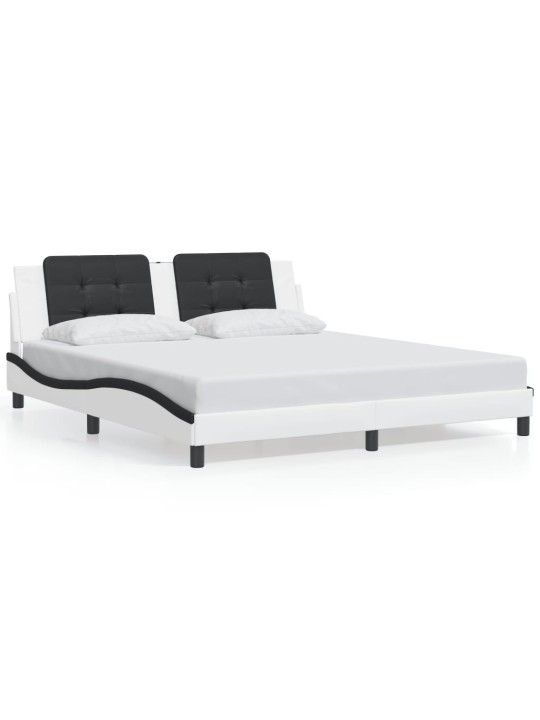 VOODIRAAM LED-TULEDEGA, VALGE JA MUST, 180 X 200 CM, KUNSTNAHK