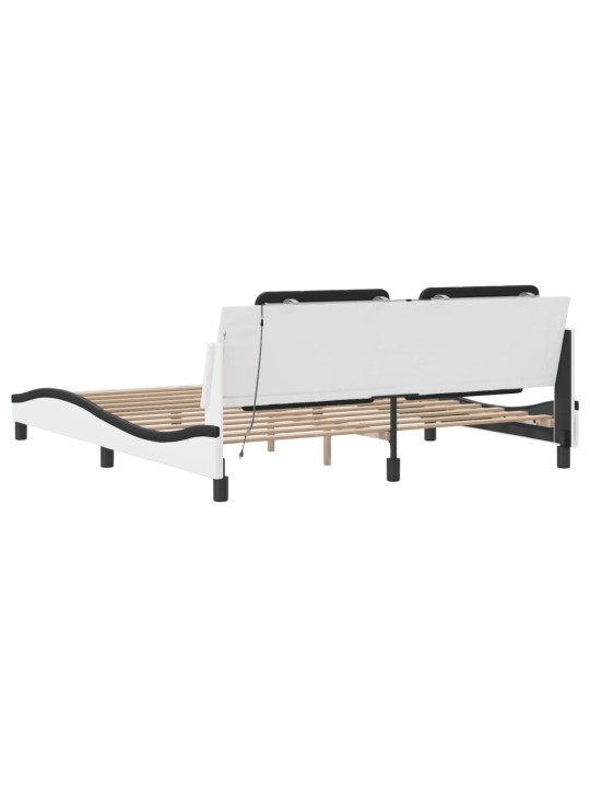 VOODIRAAM LED-TULEDEGA, VALGE JA MUST, 180 X 200 CM, KUNSTNAHK