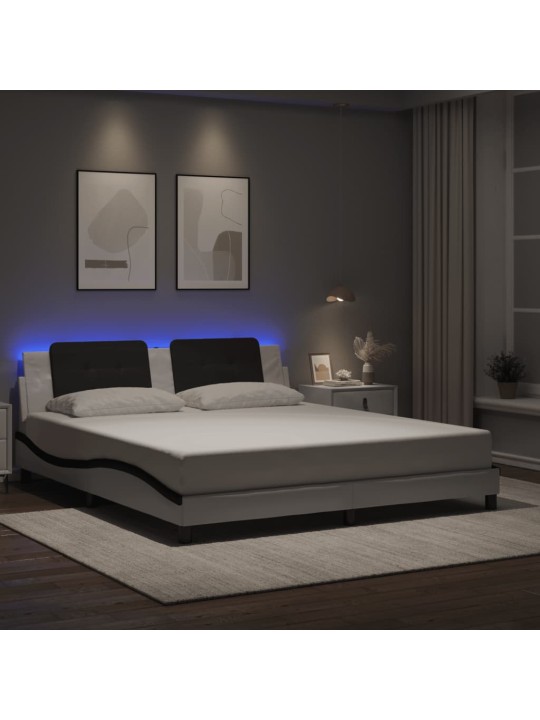 VOODIRAAM LED-TULEDEGA, VALGE JA MUST, 180 X 200 CM, KUNSTNAHK