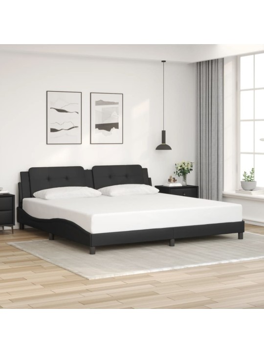 Voodiraam LED-tuledega, must, 200 x 200 cm, kunstnahk
