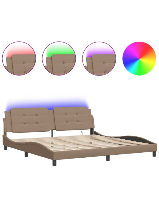 VOODIRAAM LED-TULEDEGA, CAPPUCCINO, 200X200 CM, KUNSTNAHK
