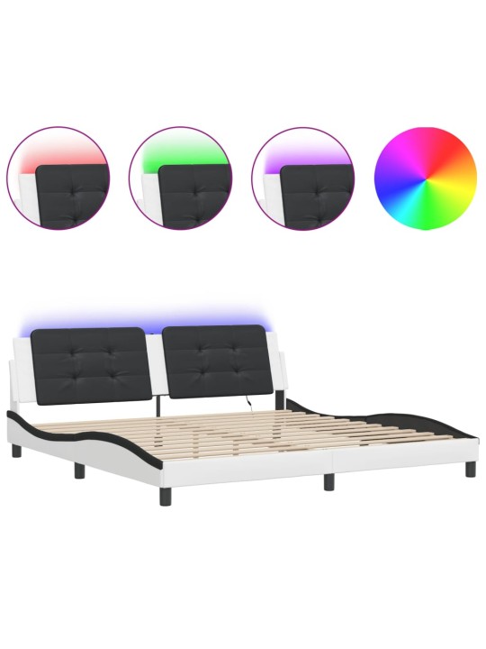 VOODIRAAM LED-TULEDEGA, VALGE JA MUST, 200X200 CM, KUNSTNAHK