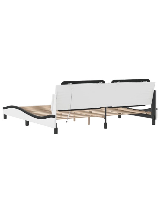 VOODIRAAM LED-TULEDEGA, VALGE JA MUST, 200X200 CM, KUNSTNAHK