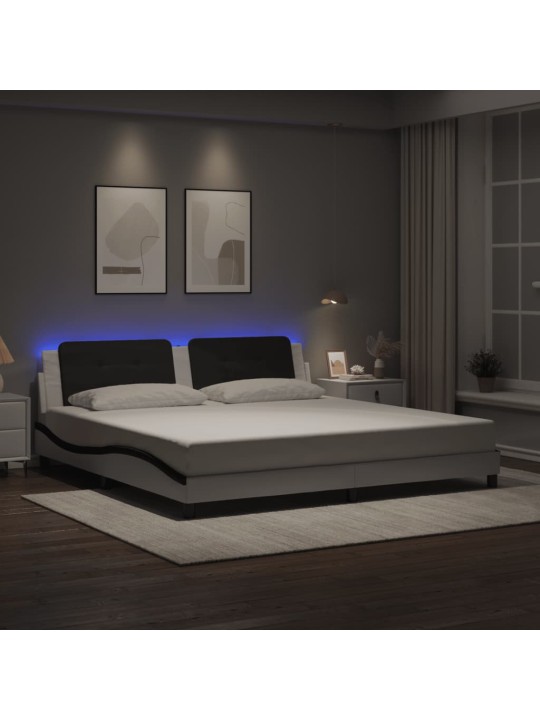 VOODIRAAM LED-TULEDEGA, VALGE JA MUST, 200X200 CM, KUNSTNAHK