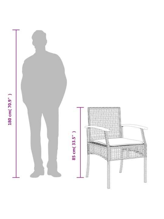 3-osaline aiamööbli komplekt patjadega, must, polürotang