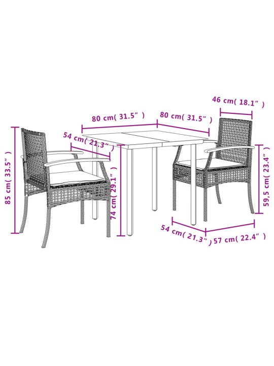 3-OSALINE AIAMÖÖBLI KOMPLEKT PATJADEGA, MUST, POLÜROTANG