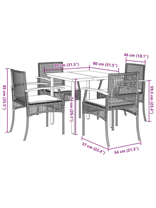 5-OSALINE AIAMÖÖBLI KOMPLEKT PATJADEGA, MUST, POLÜROTANG