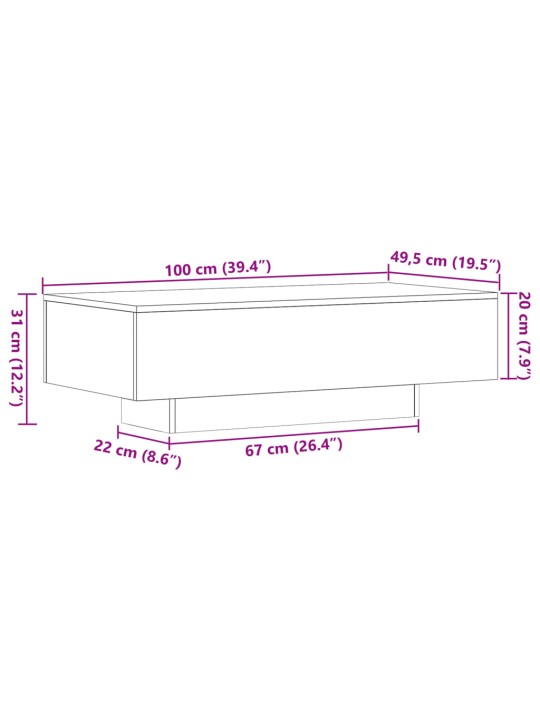 Kohvilaud, sonoma tamm, 100 x 49,5 x 31 cm, tehispuit