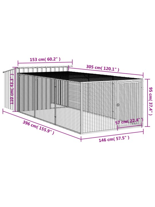 Koerakuut aedikuga, antratsiithall, 153 x 396 x 110 cm, teras