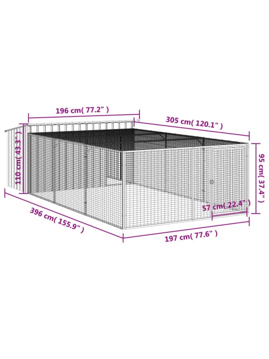 Koerakuut aedikuga, antratsiithall, 197 x 396 x 110 cm, teras