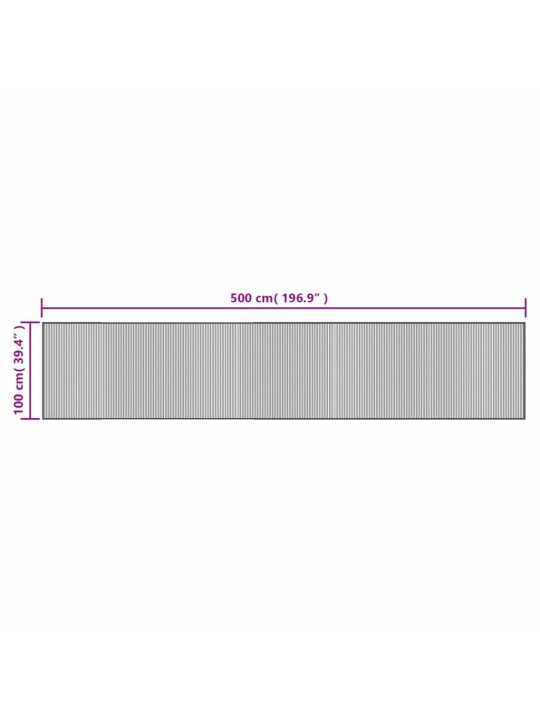 Vaip, ristkülikukujuline, must, 100 x 500 cm, bambus