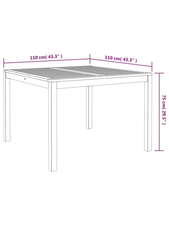 Aia söögilaud, 110 x 110 x 75 cm, akaatsiapuit