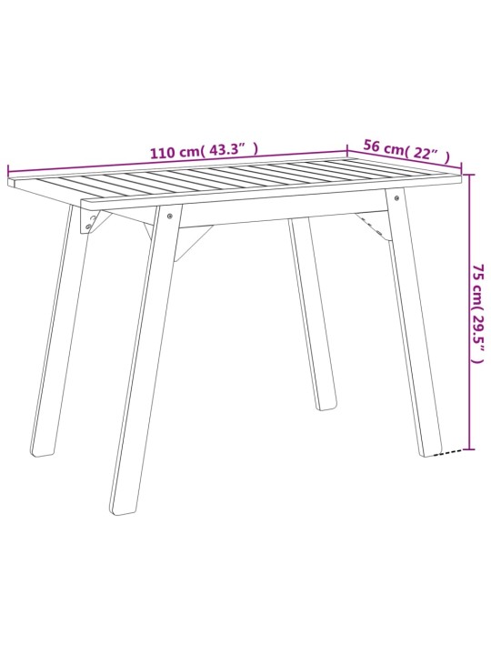 Aia söögilaud, 110 x 56 x 75 cm, akaatsiapuit