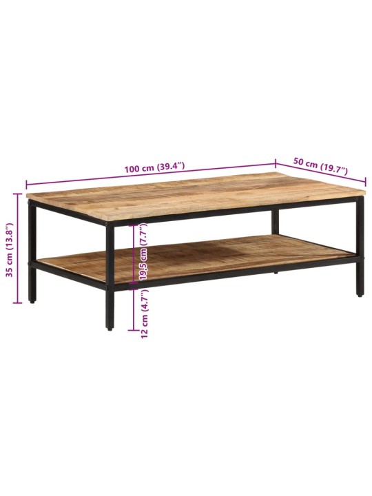 Kohvilaud, 100 x 50 x 35 cm, töötlemata mangopuit