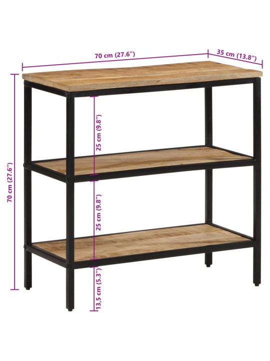 Konsoollaud, 70 x 35 x 70 cm, töötlemata mangopuit