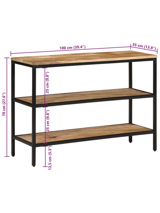Konsoollaud, 100 x 35 x 70 cm, töötlemata mangopuit