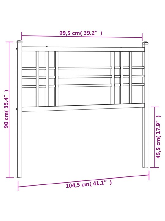 Metallist voodipeats, must, 100 cm