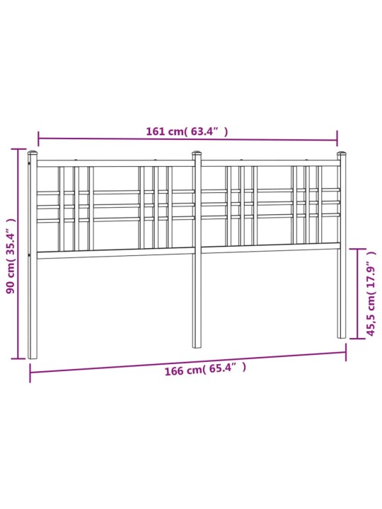 Metallist voodipeats, must, 160 cm