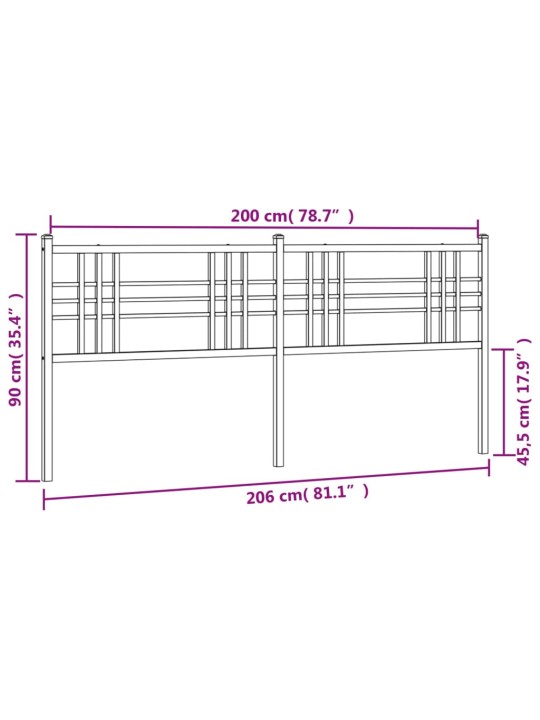 Metallist voodipeats, must, 200 cm