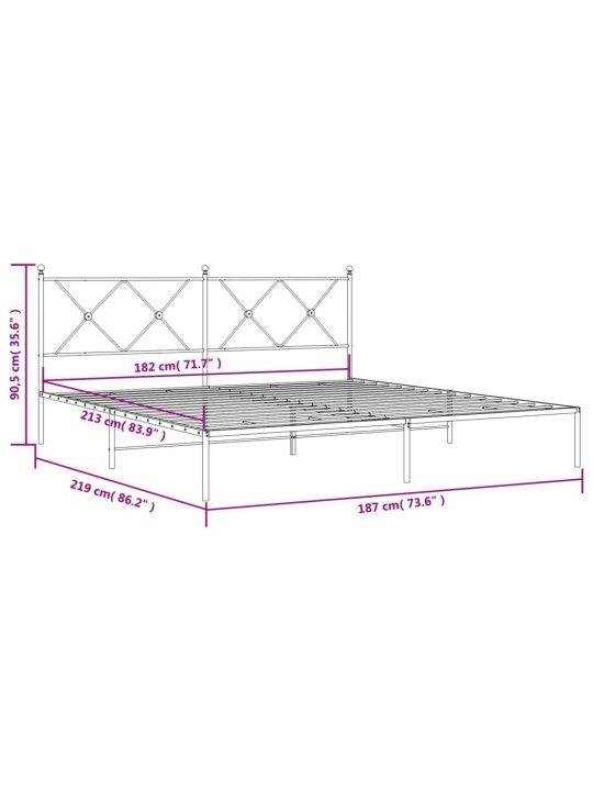 Metallist voodiraam peatsiga, must, 183x213 cm