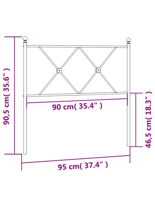 Metallist voodipeats, must, 90 cm