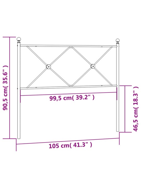 Metallist voodipeats, must, 100 cm