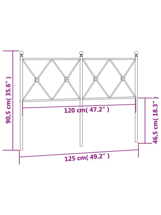 Metallist voodipeats, must, 120 cm