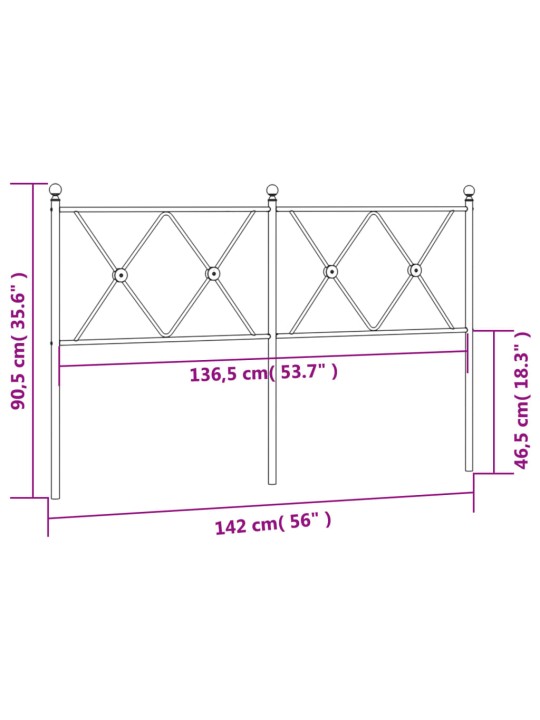 Metallist voodipeats, must, 137 cm