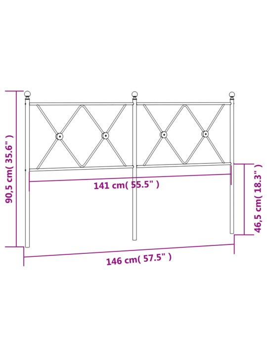 Metallist voodipeats, must, 140 cm