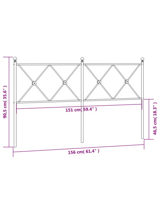 Metallist voodipeats, must, 150 cm