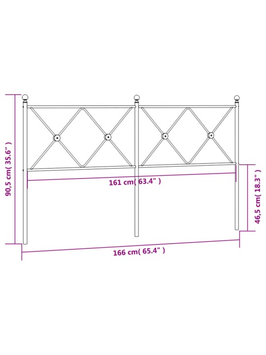 Metallist voodipeats, must, 160 cm