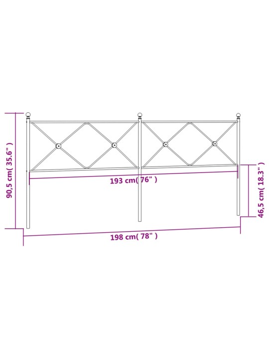 Metallist voodipeats, must, 193 cm