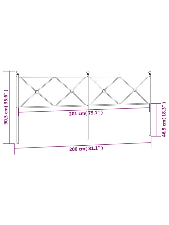 Metallist voodipeats, must, 200 cm