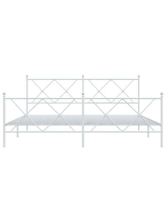 Metallist voodiraam peatsi ja jalutsiga, valge, 183x213 cm