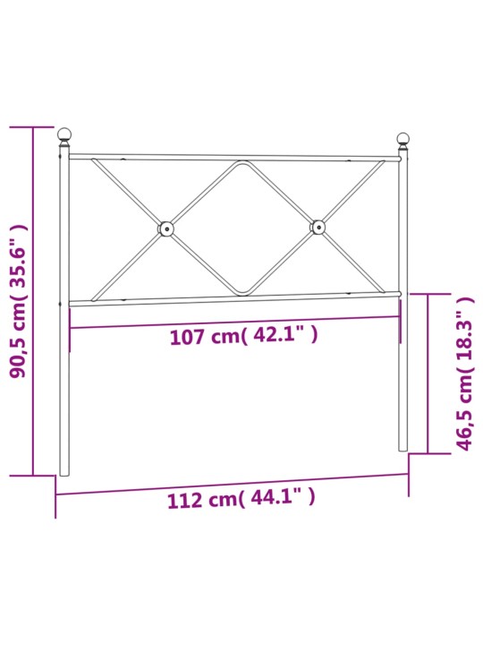 Metallist voodipeats, valge, 107 cm