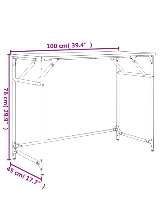 Kirjutuslaud, must, 100 x 45 x 76 cm, tehispuit ja teras