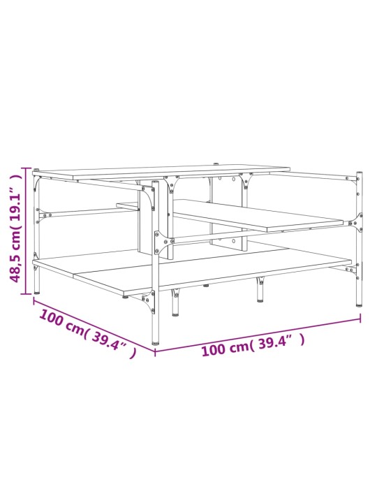 Kohvilaud, hall sonoma tamm, 100 x 100 x 48,5 cm, tehispuit