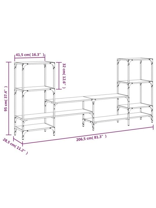 Telerikapp, sonoma tamm, 206,5 x 28,5 x 95 cm, tehispuit