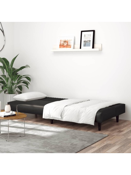 2-KOHALINE PÄEVAVOODI, MUST, KUNSTNAHK
