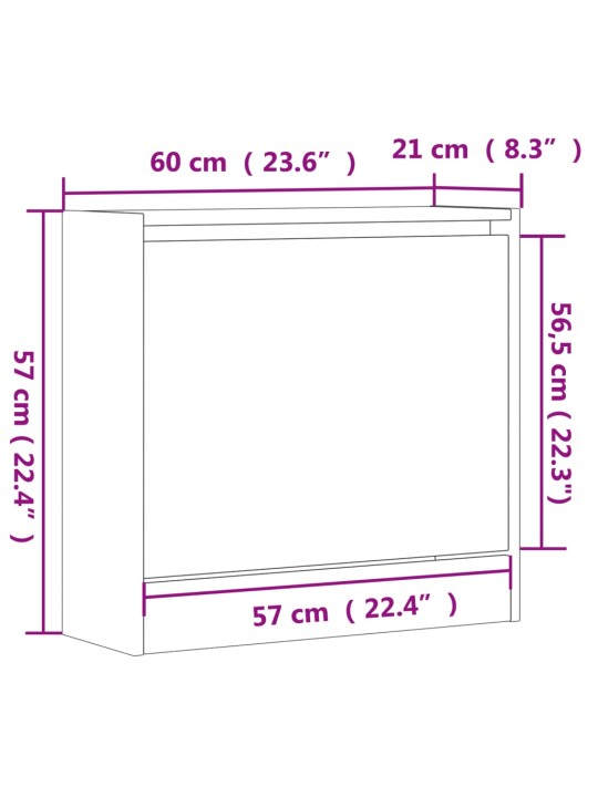 Jalatsikapp, suitsutatud tamm, 60 x 21 x 57 cm, tehispuit