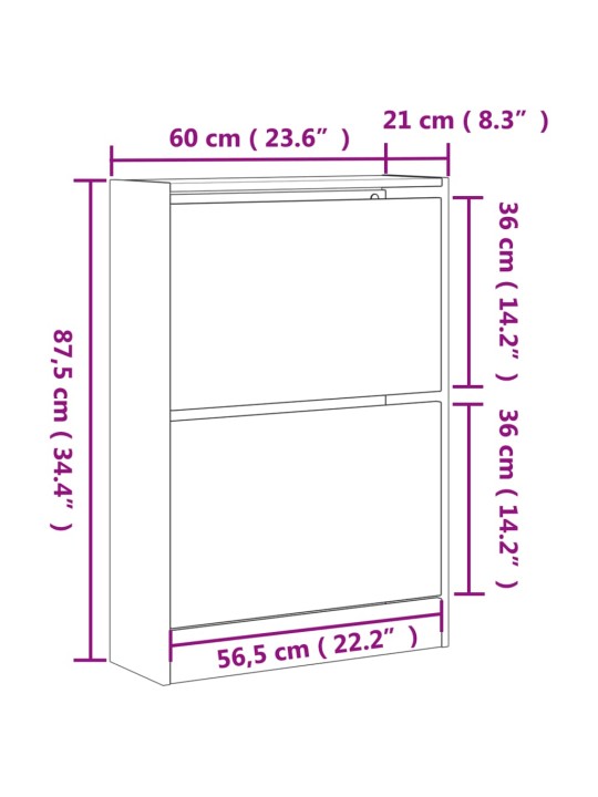 Jalatsikapp, must, 60 x 21 x 87,5 cm, tehispuit