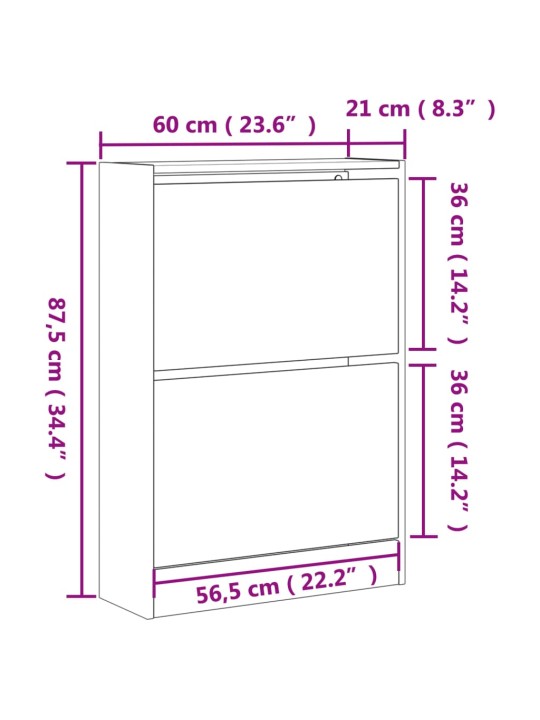 Jalatsikapp, betoonhall, 60 x 21 x 87,5 cm, tehispuit