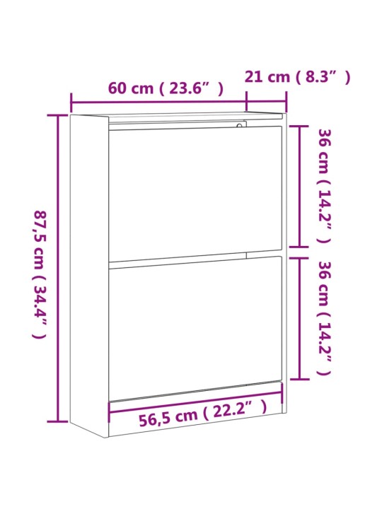 Jalatsikapp, suitsutatud tamm, 60 x 21 x 87,5 cm, tehispuit