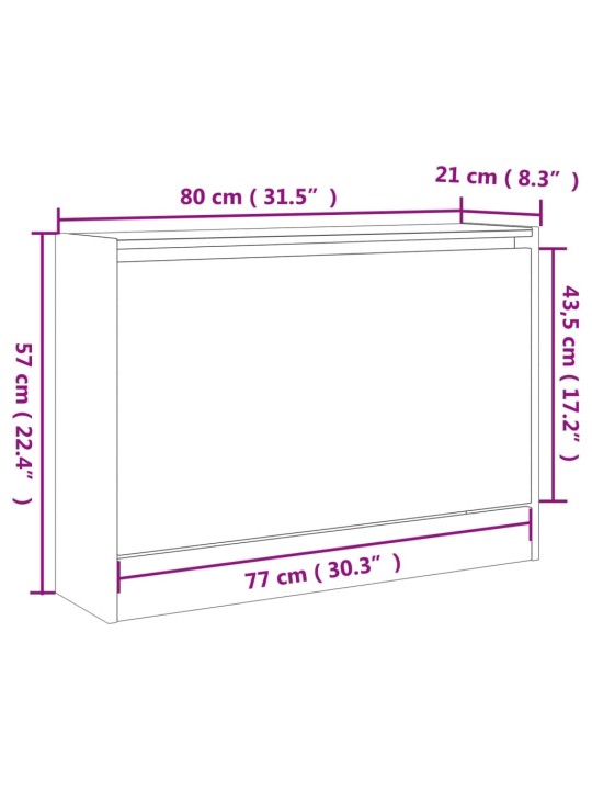 Kingakapp, hall sonoma tamm, 80 x 21 x 57 cm, tehispuit