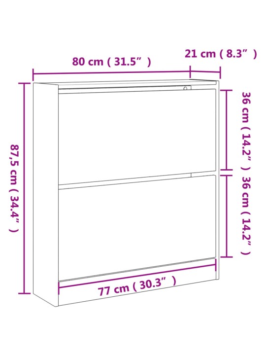 Jalatsikapp, betoonhall, 80 x 21 x 87,5 cm, tehispuit