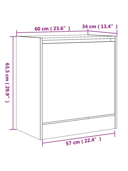 Jalatsikapp, betoonhall, 60 x 34 x 63,5 cm, tehispuit