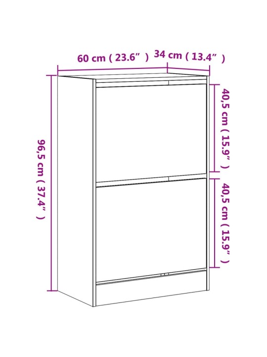 Jalatsikapp, suitsutatud tamm, 60 x 34 x 96,5 cm, tehispuit